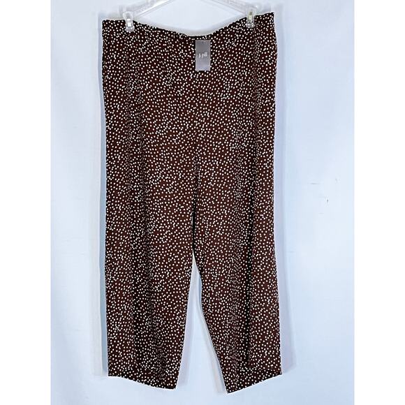 J. Jill Pants Brown With Cream Colored Dots size XL NWT with pockets - Picture 1 of 9